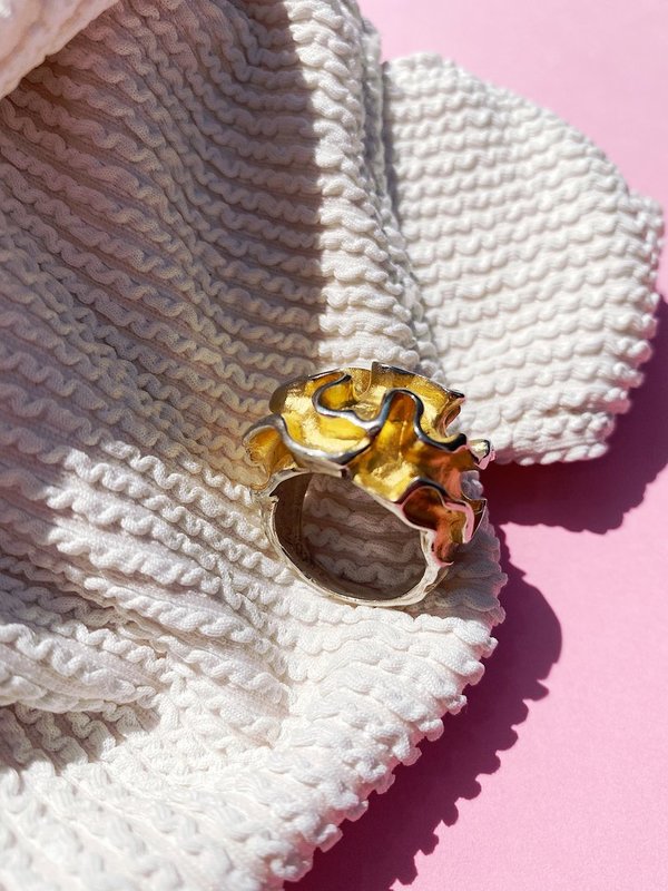 Ring Anemone vergoldet